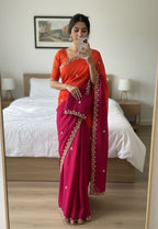 Double Shade Chinnon Saree