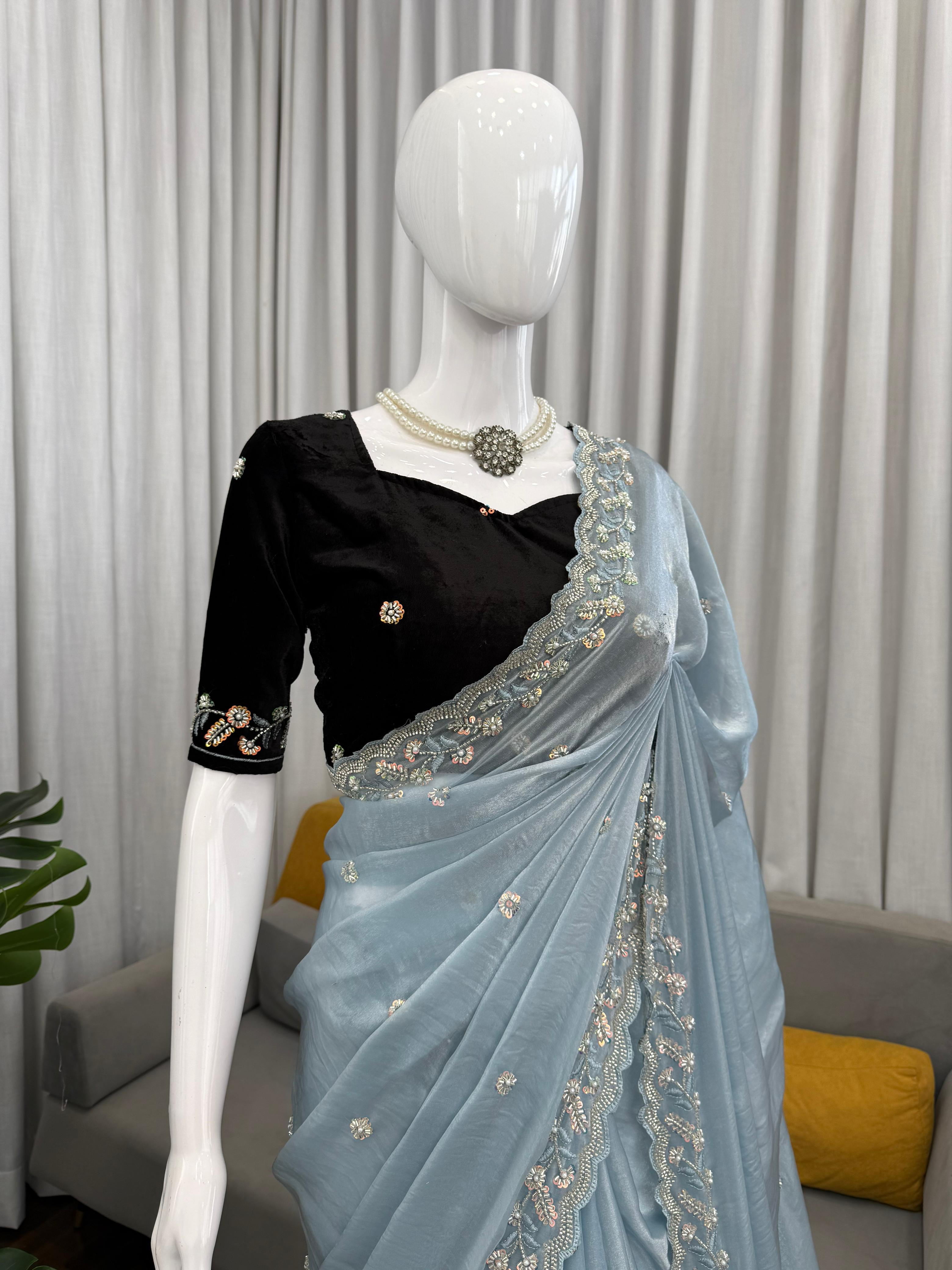 Fendy Silk Sky Wedding Saree