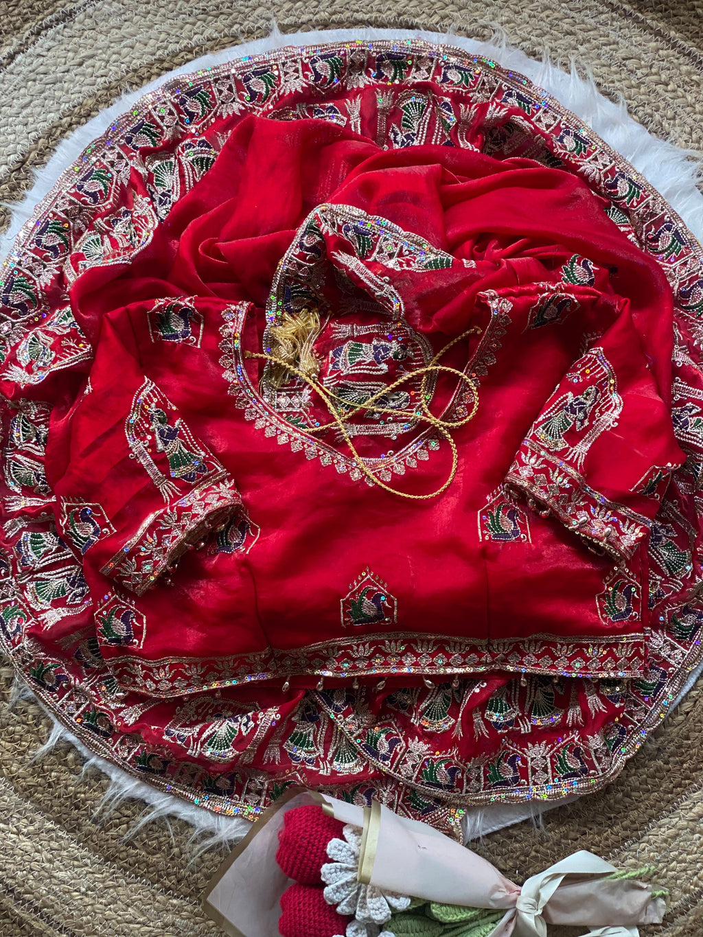 Karvachauth Special Space Silk Red Saree