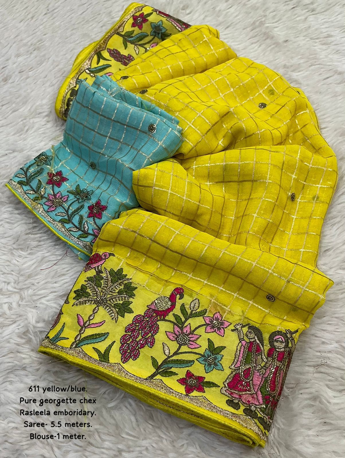 Pure Georgette Saree With Zari Woven Chex.