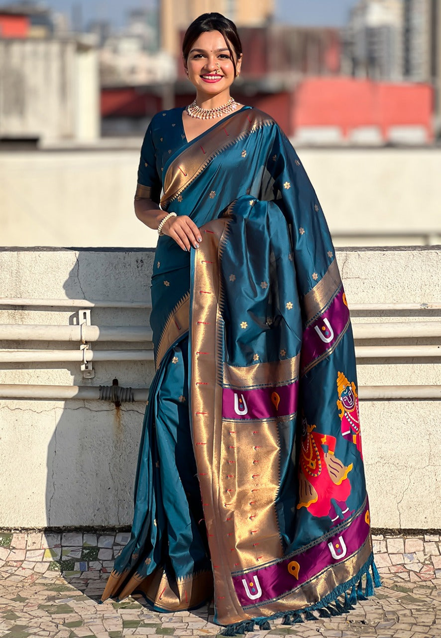 FLORAL MOTIFS PAITHANI SAREE