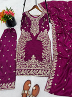 Pure GMY SILK With Heavy Embroidery Top & Plazzo