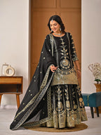 Heavy Vichitra Silk Material Top Plazzo