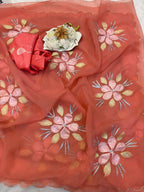 Pure bari chiffon silk saree