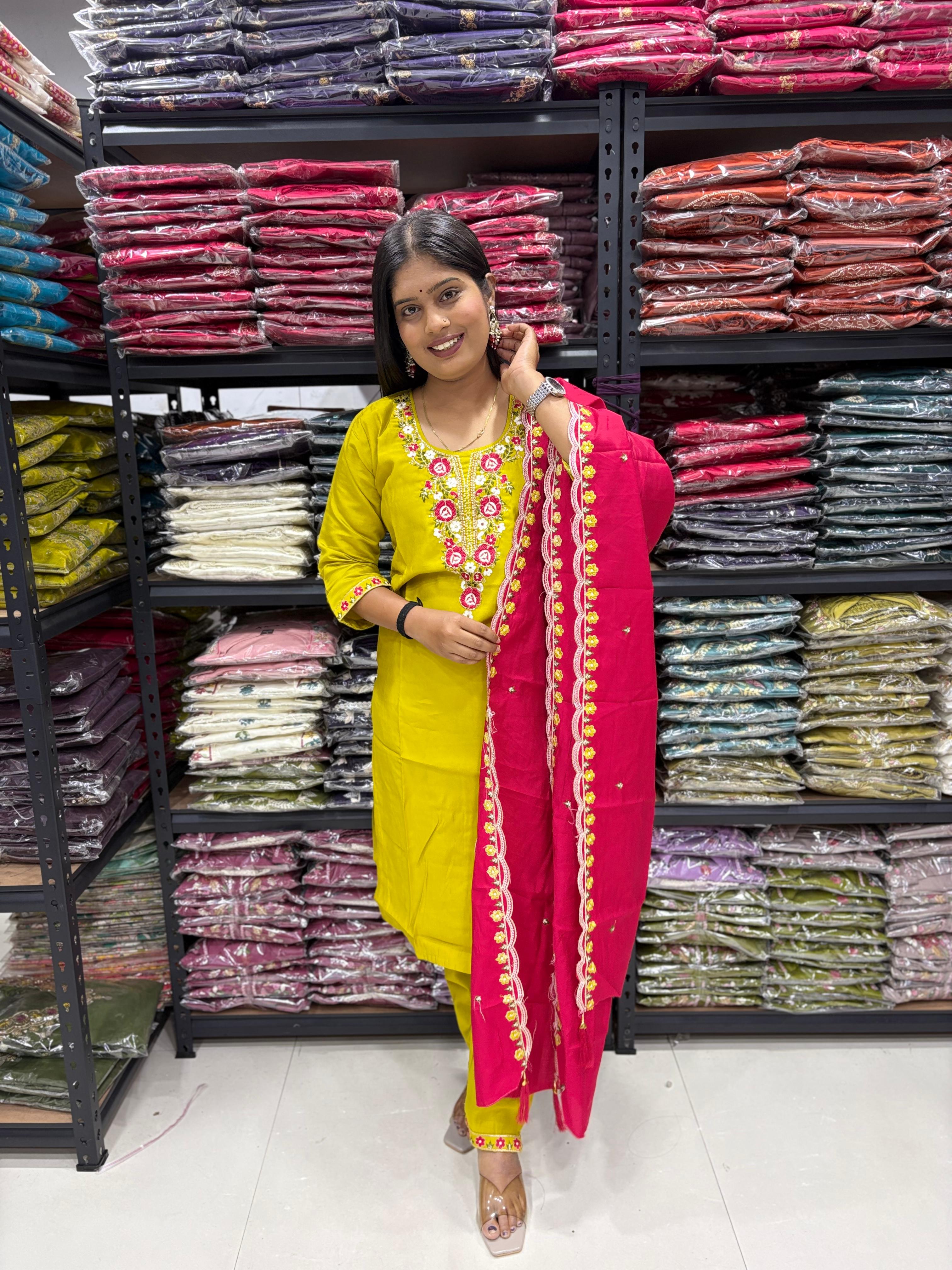 HAND WORK KURTI WITH DUPATTA