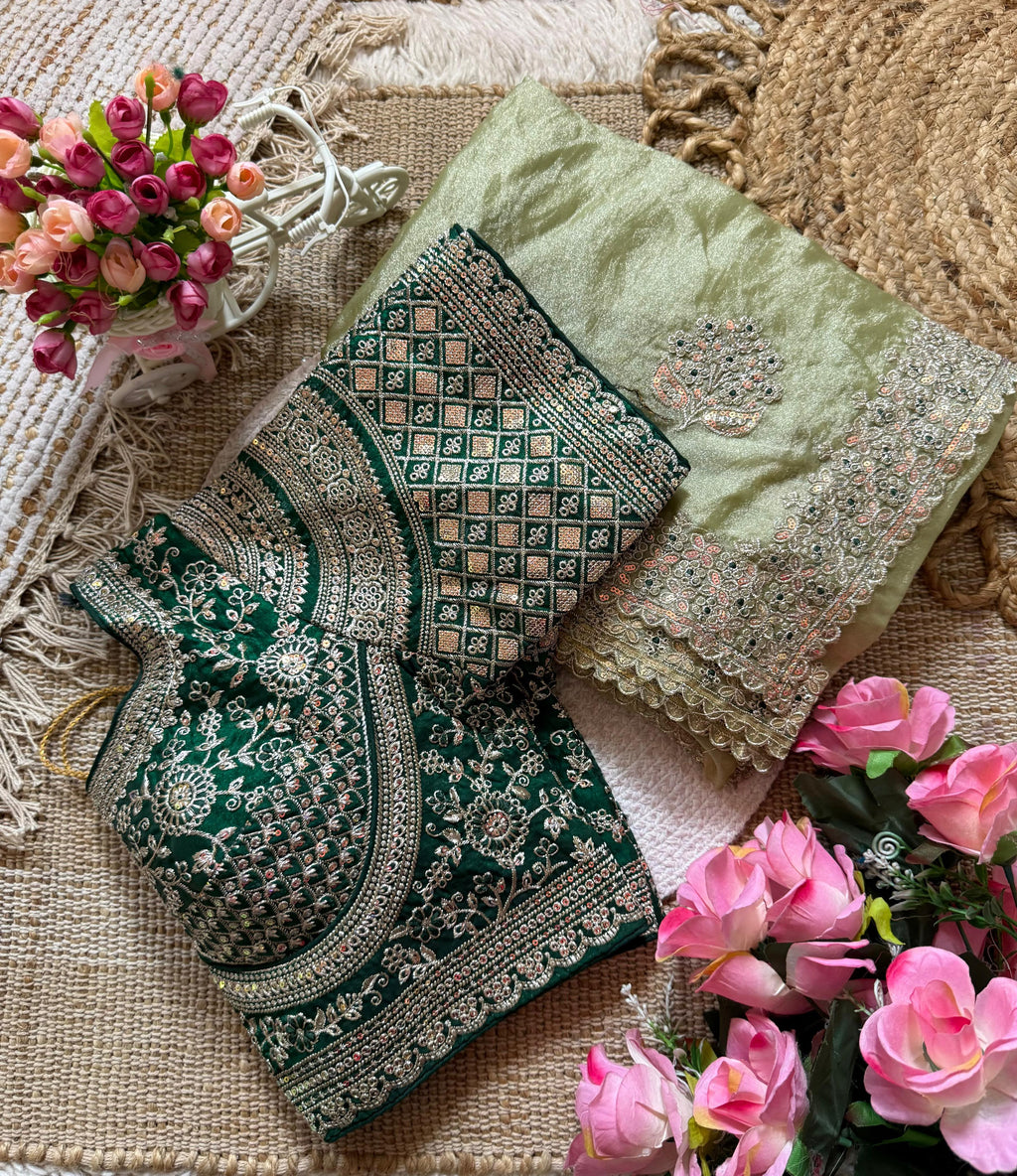 Sabyasachi Inspired Premium Moss Chiffon Saree