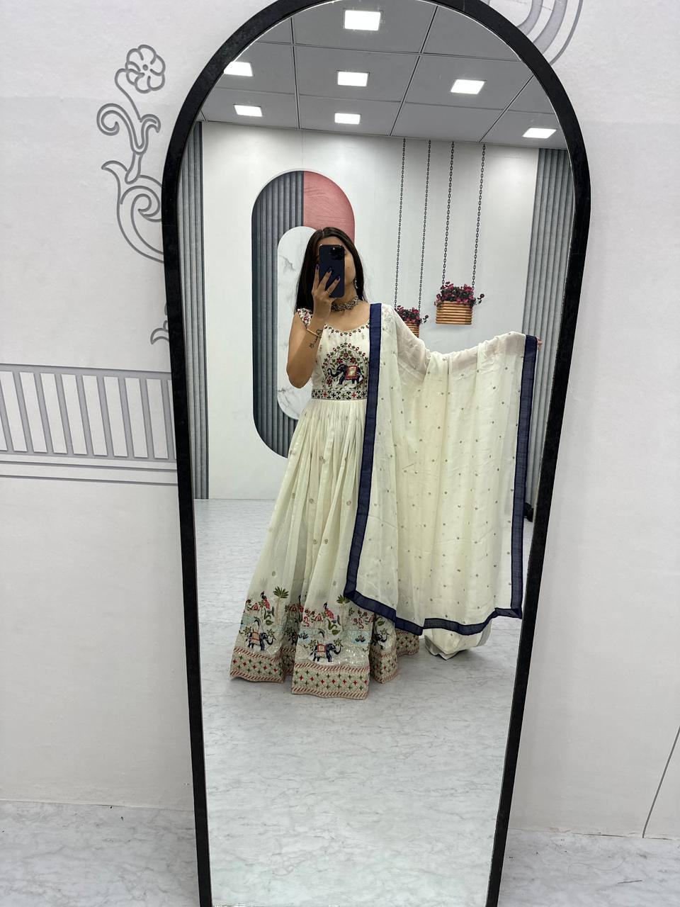 Embroidery Thread & Sequence Work Festival Gown