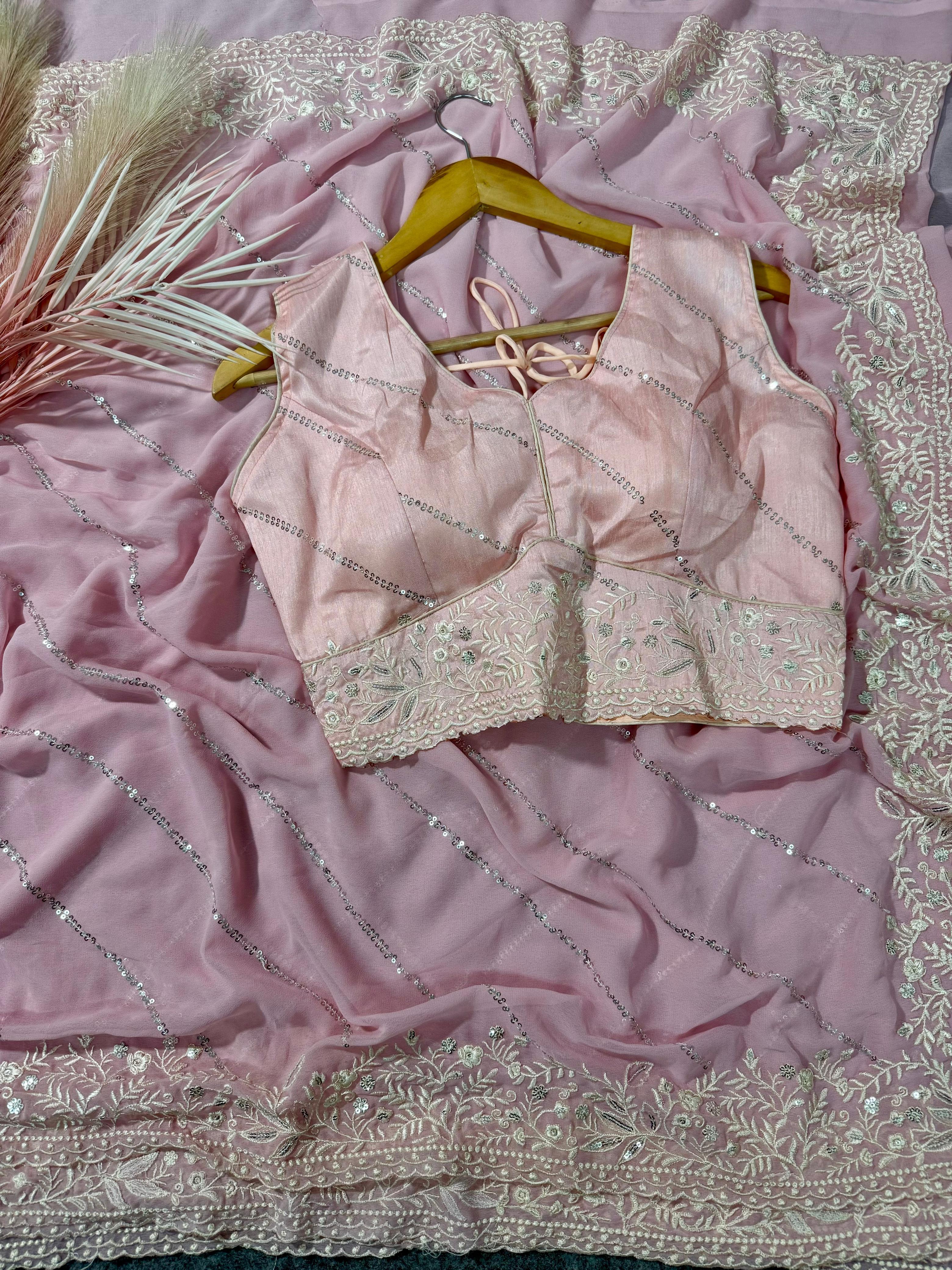 Fox Georgette Sarees in soothing pastel tones