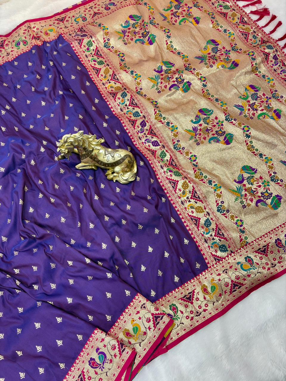 Soft Silk Paithani Saree With Gold Zari