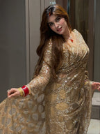 Weeding Perfect Gold Net Saree