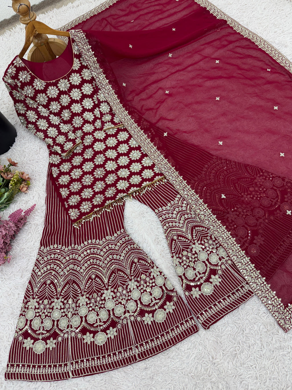 Embroidery Sequence Work Suit