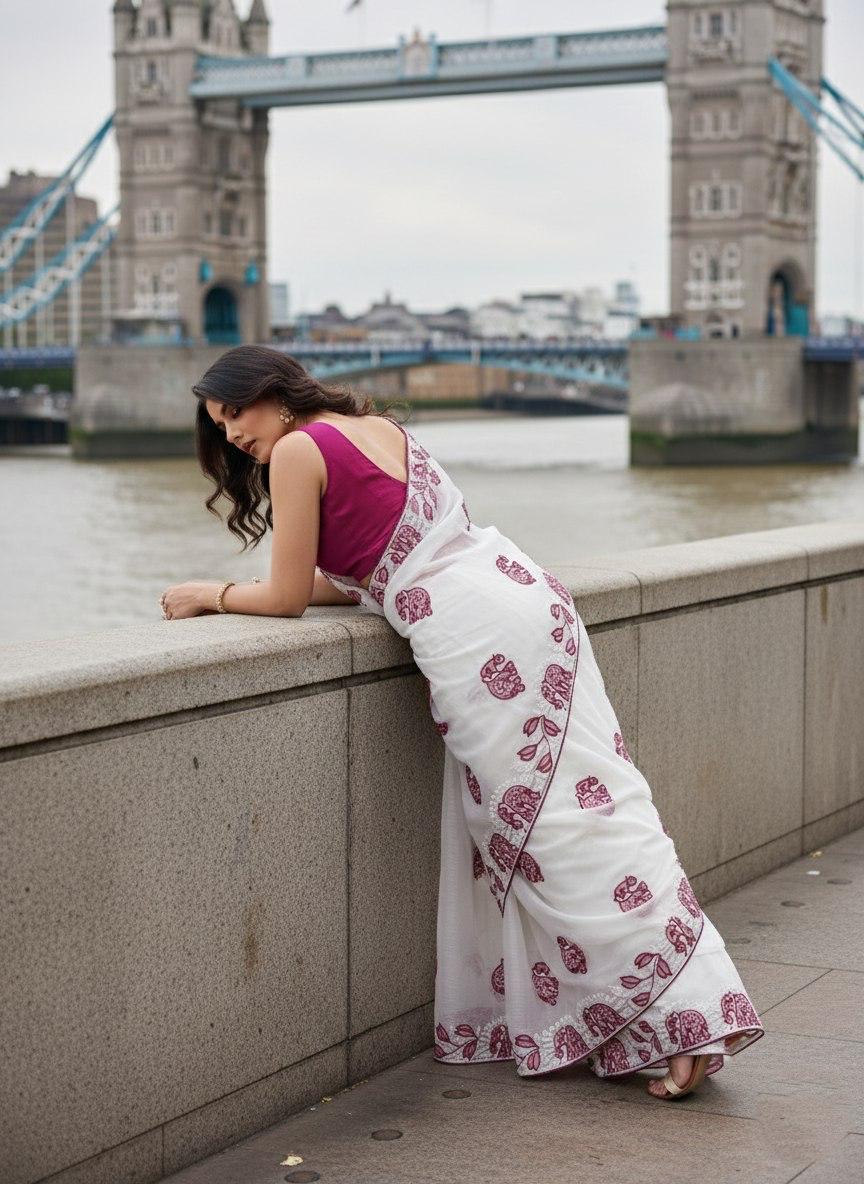 Party Wear Fendy Chiffon Saree