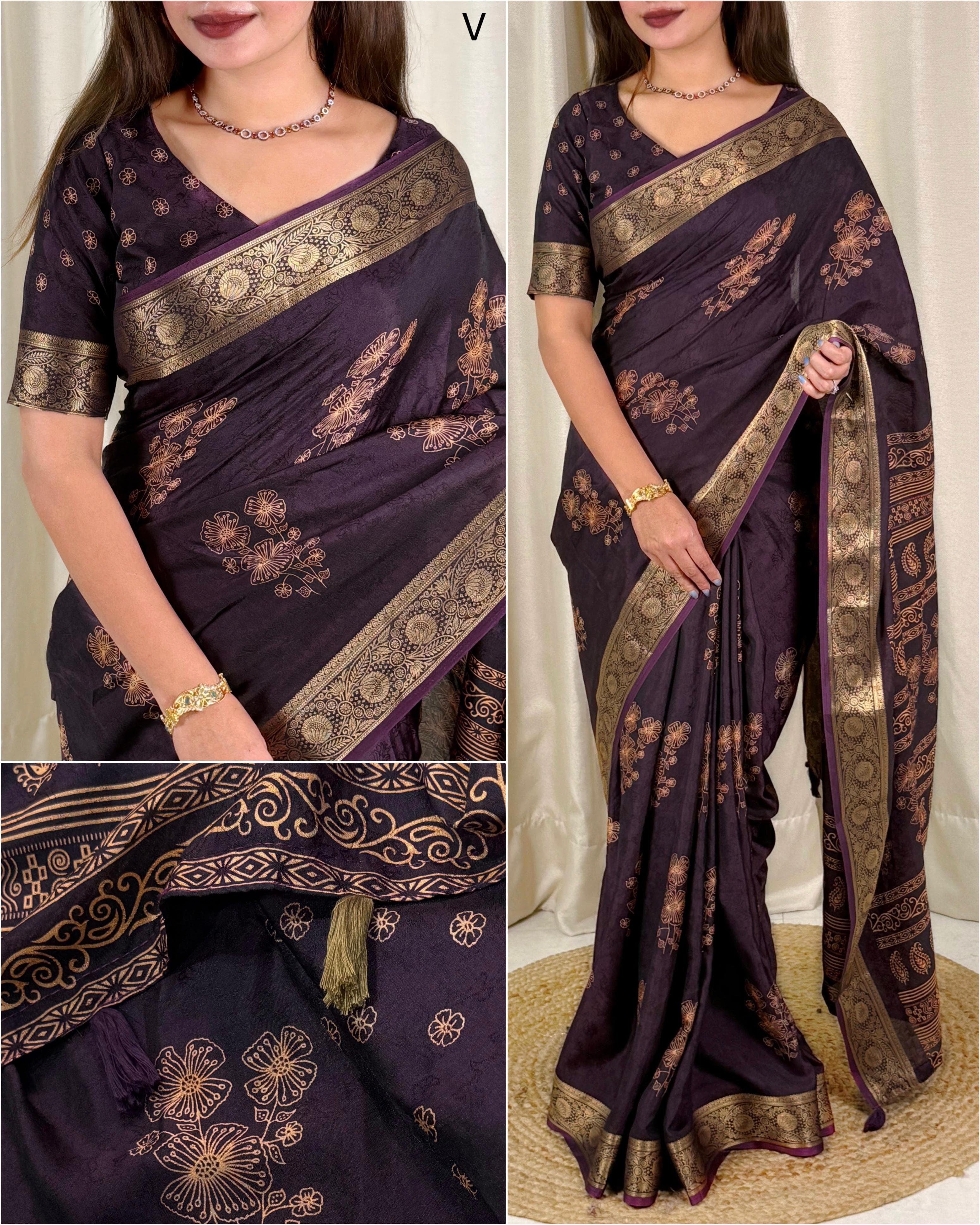 Motif Styled Printed Cotton Saree