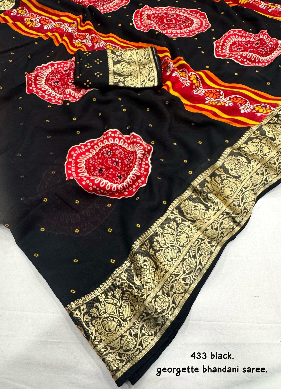Soft Cotton Crape Saree With Bhandani Prints