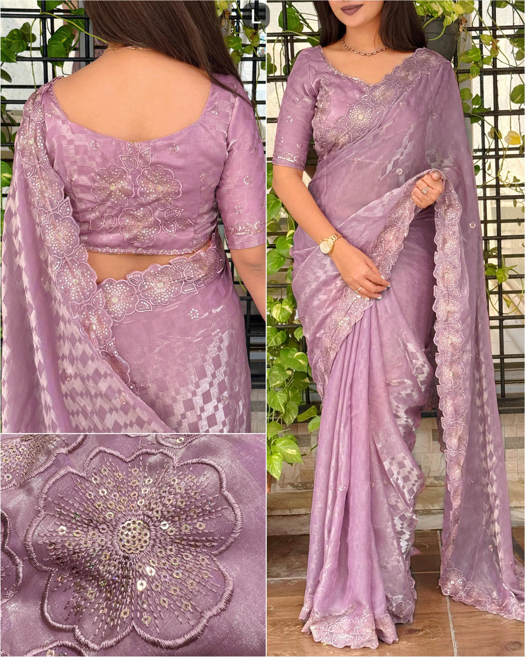 Fendy Satin Checks Saree