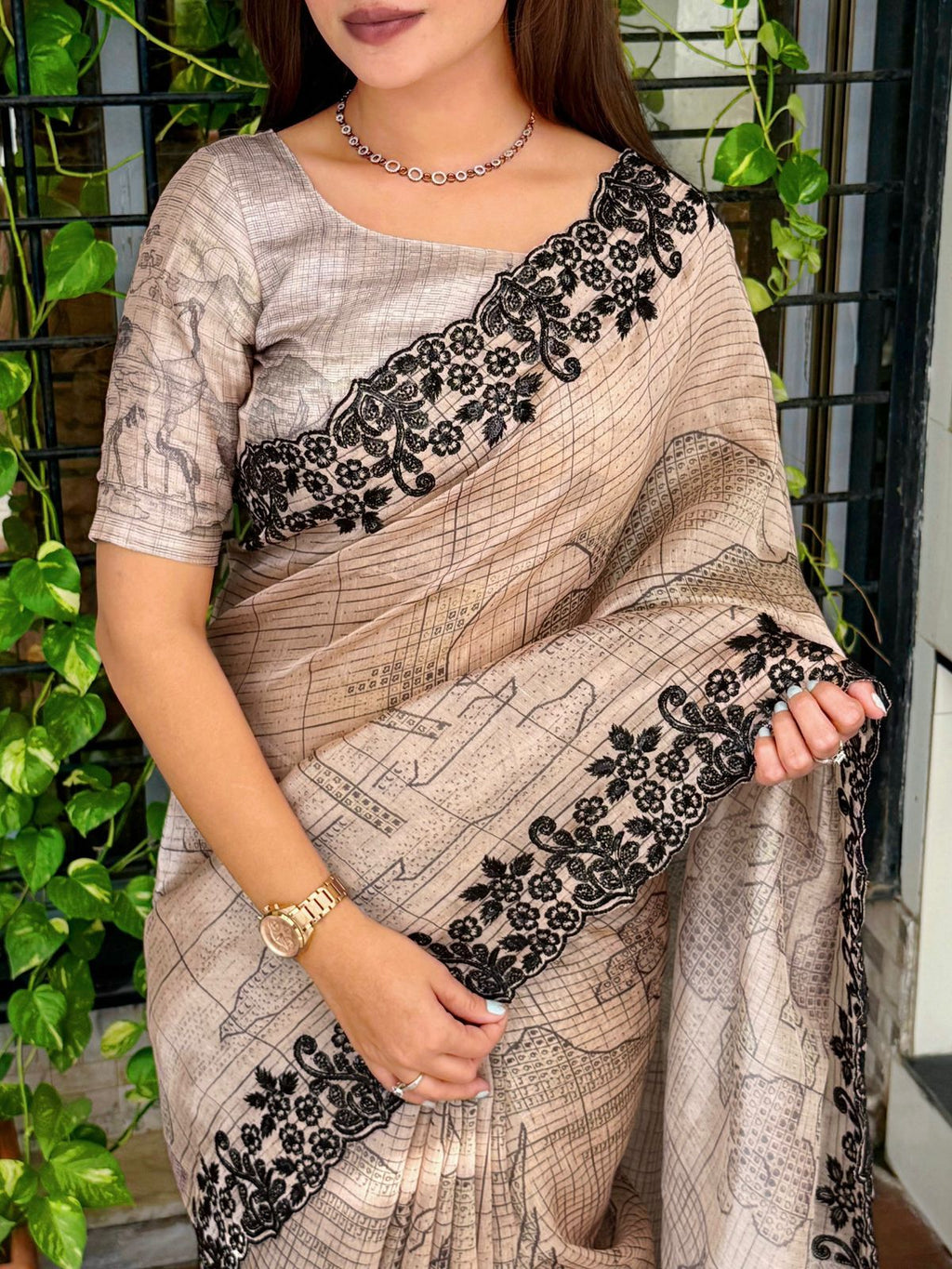 Digital Print Glass Organza Saree