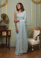 Faux Georgette Saree With White Thread