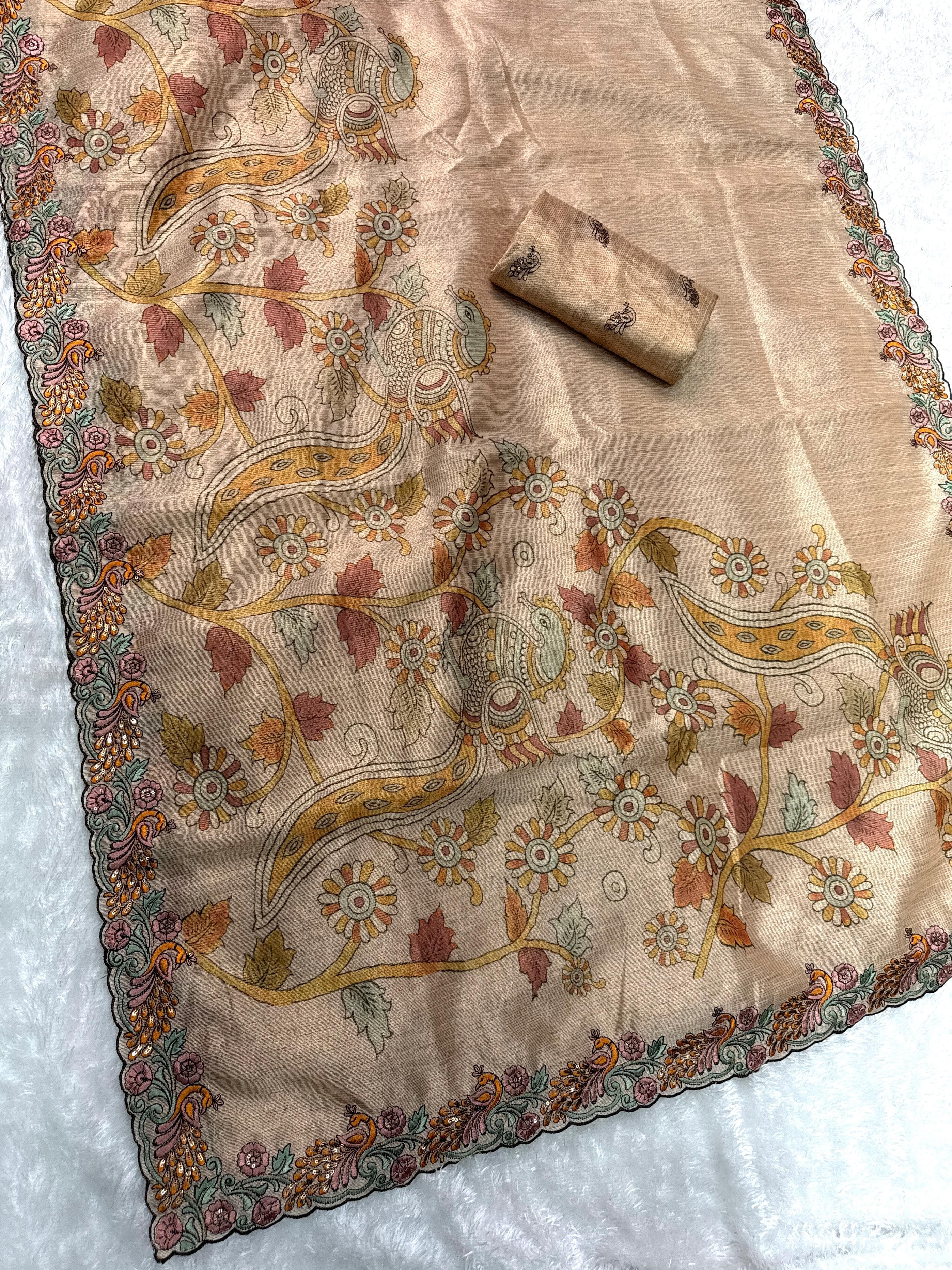 Kalamkari theme Digital print in saree