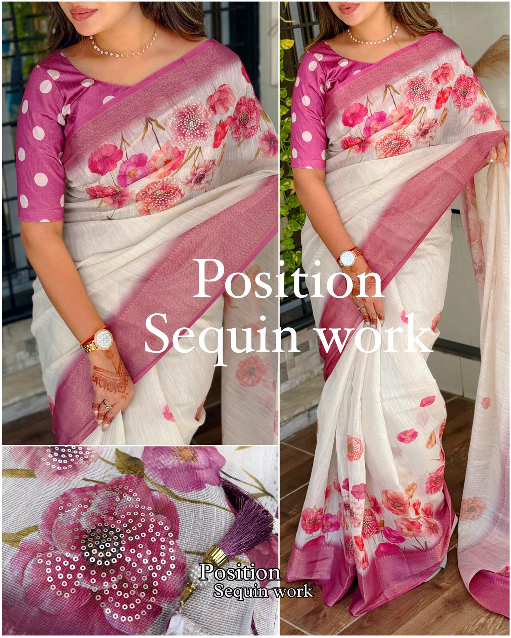 POSITION SEQUIN WORK SAREE