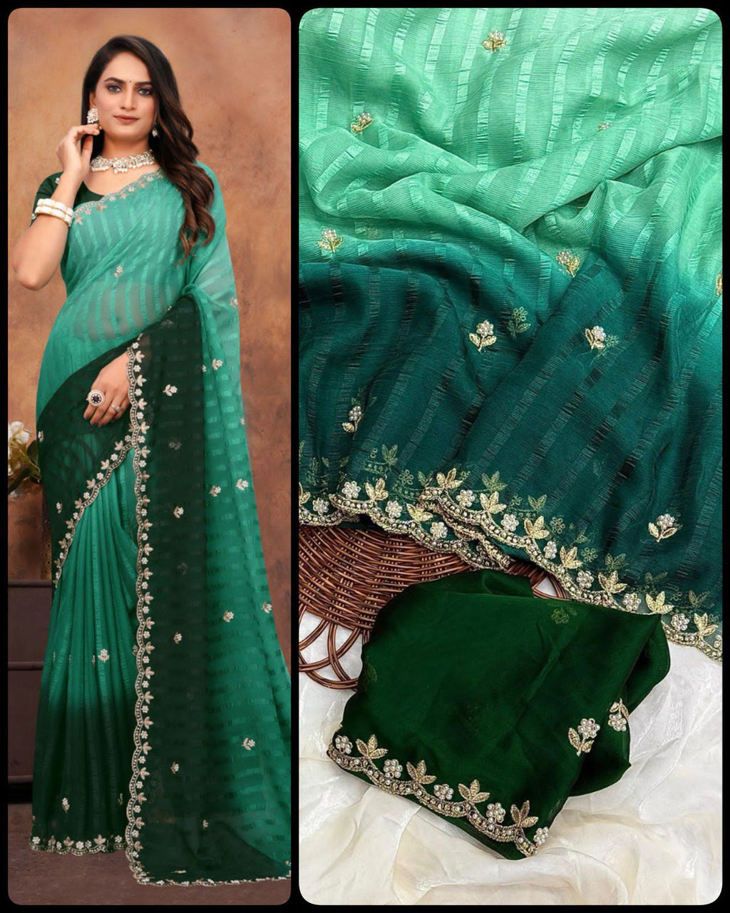 3D PADDING MOTI HANDWORK SAREE