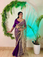 Wedding Fendy Silk Fabric with Real Mirror work Saree