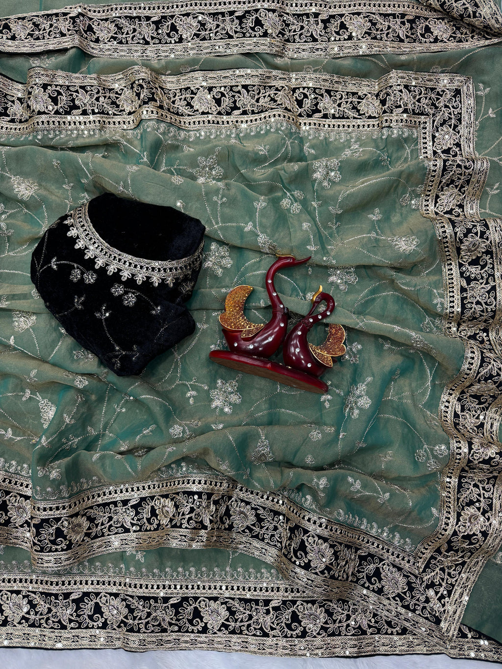 Wedding Special Mosa Silk  Embroidery Saree