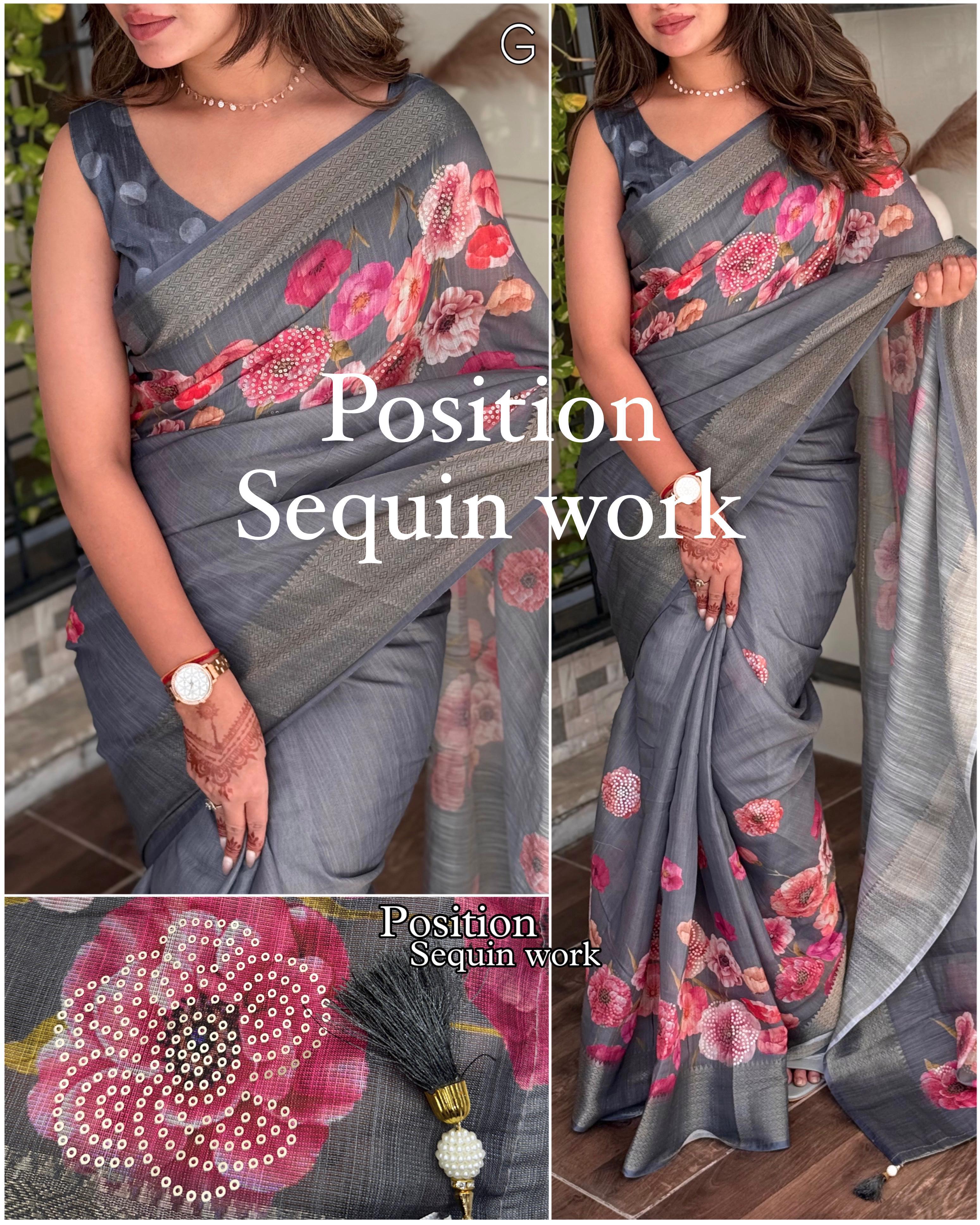 POSITION SEQUIN WORK SAREE