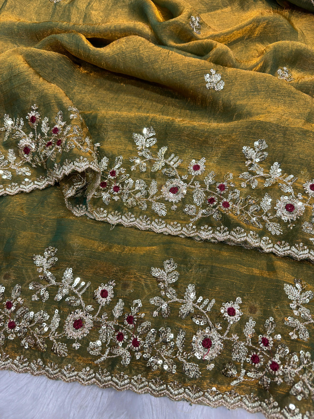 Frendy Chiffon Beautiful Sequence Saree Multicolore