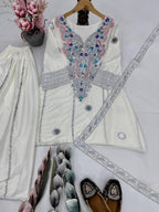 HEAVY NATURAL CREAP TOP SHARARA DUPATTA