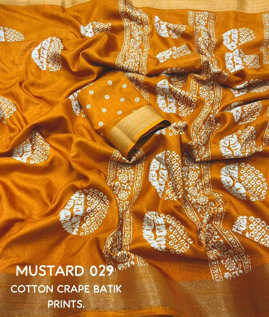 Soft Cotton Crape Batik Prints Saree