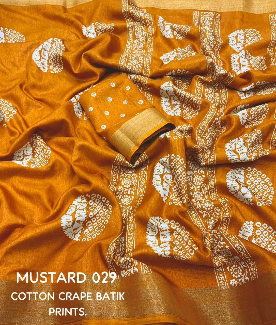 Soft Cotton Crape Batik Prints Saree