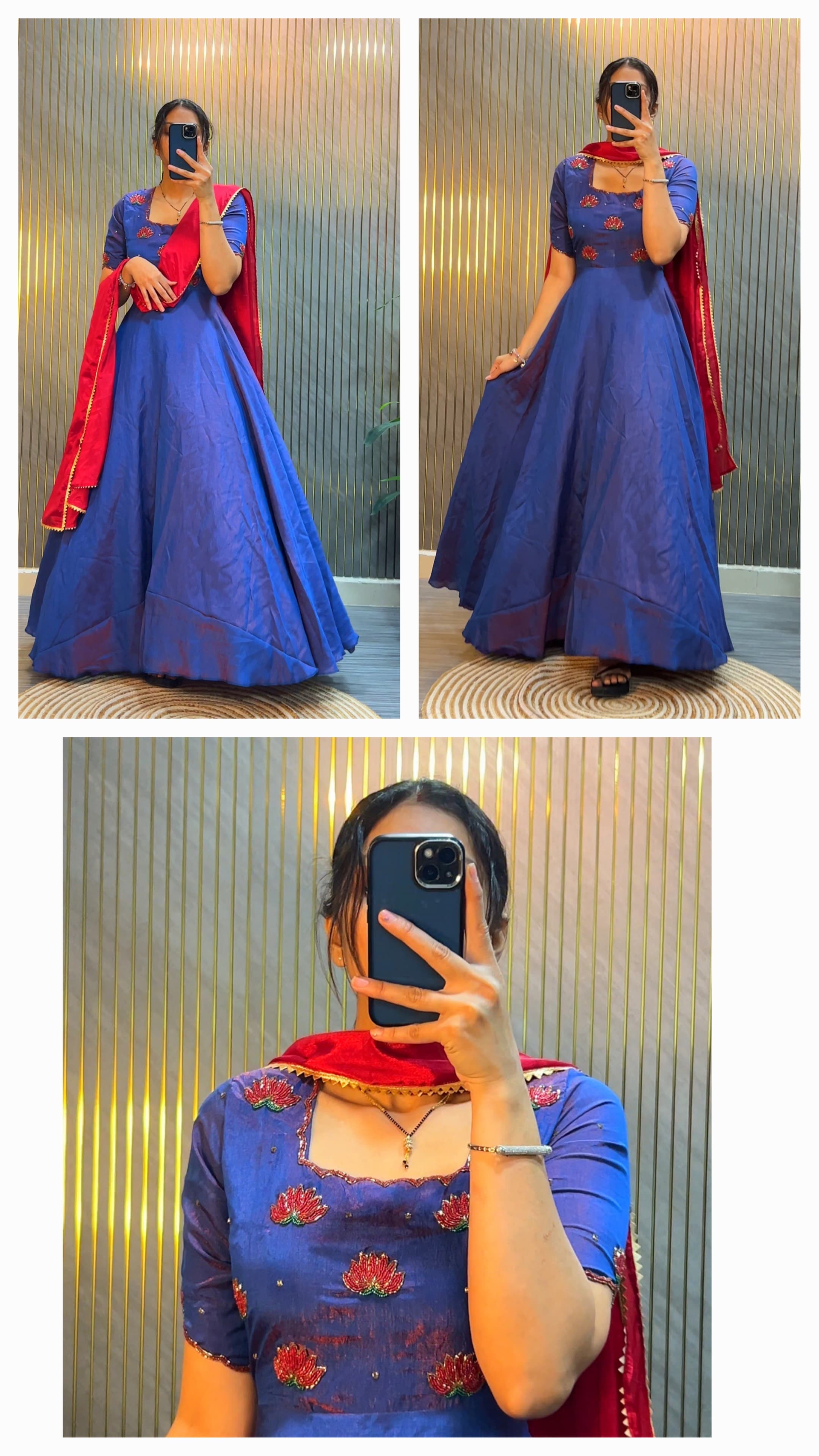 Maggam Hand Work Gown With Duppata
