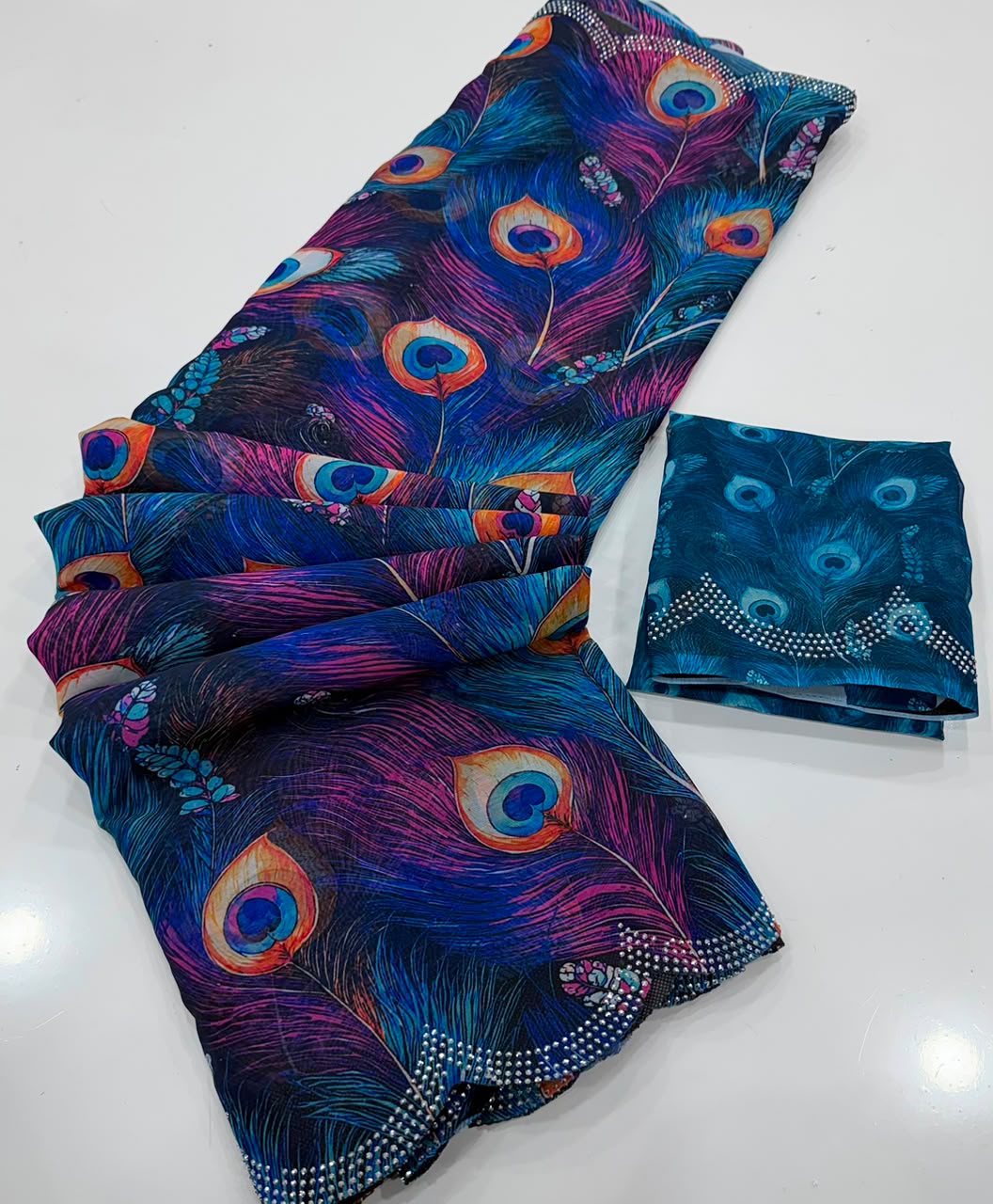 Soft Georgette Mosaic digital Print Saree