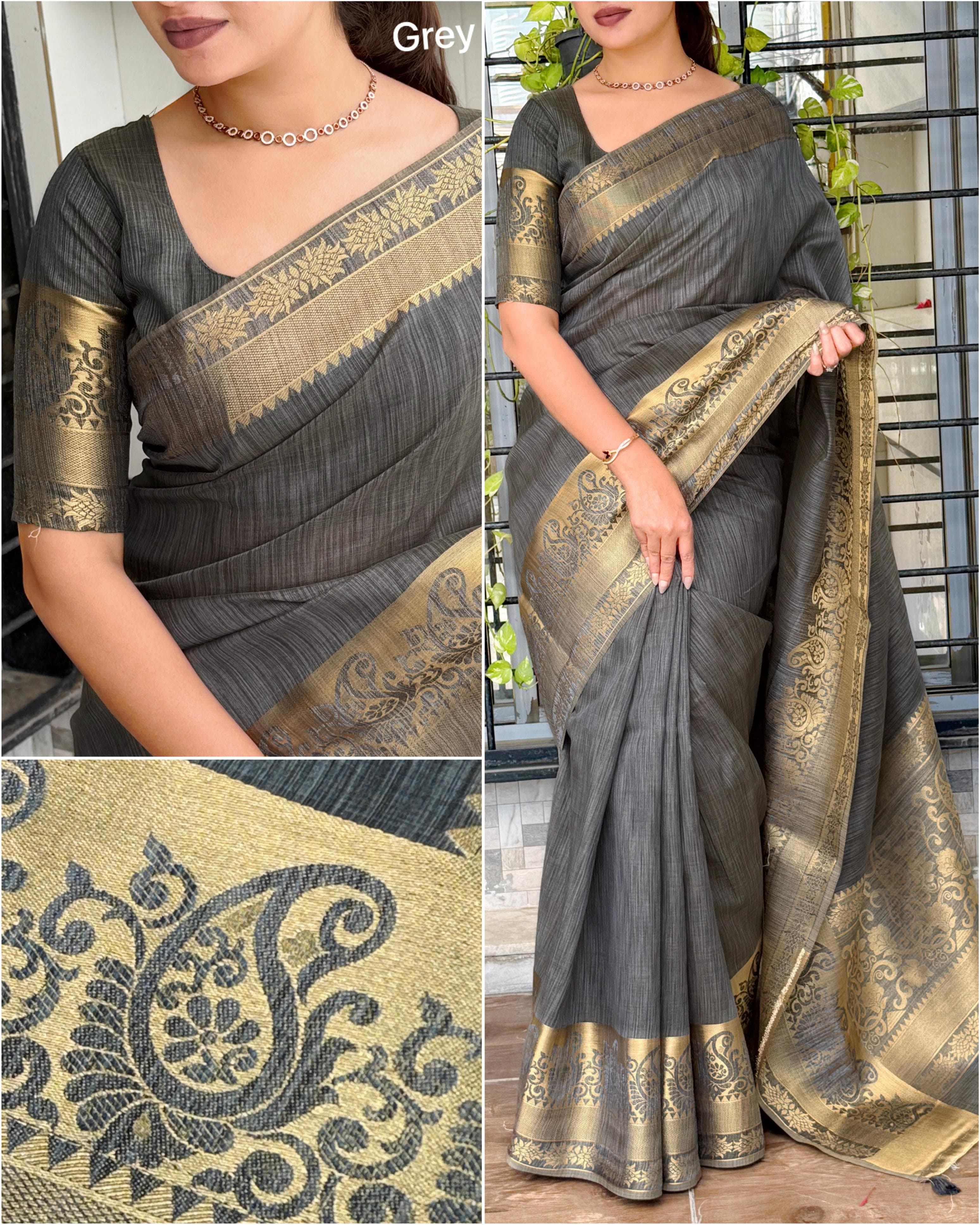 Zari Weaving Jacquard Assam Silk Saree