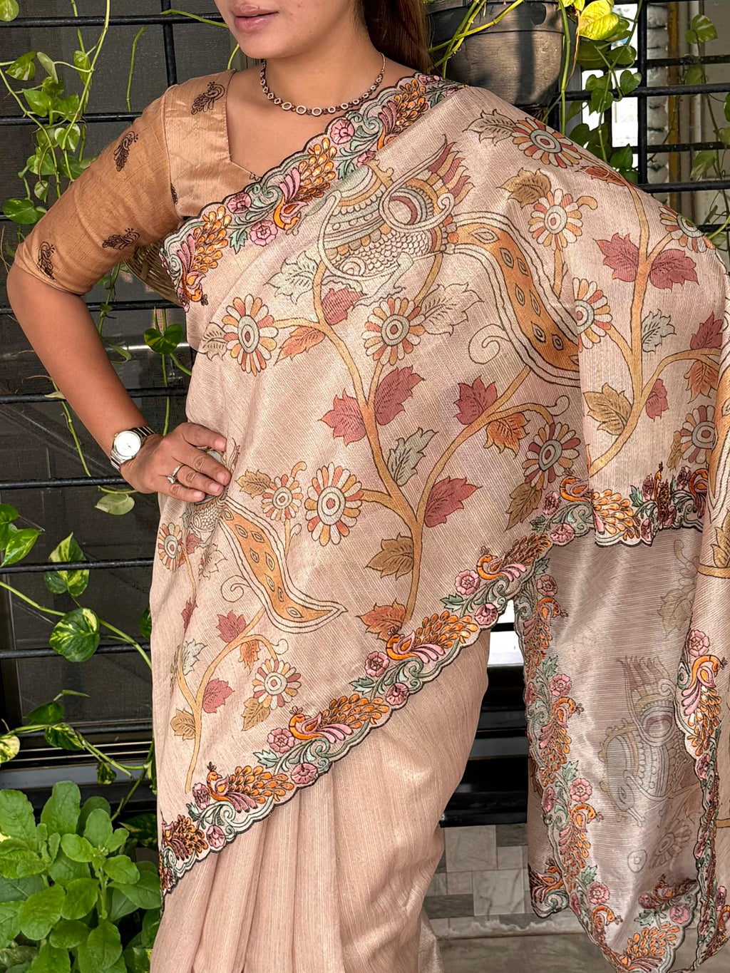 Kalamkari theme Digital print in saree