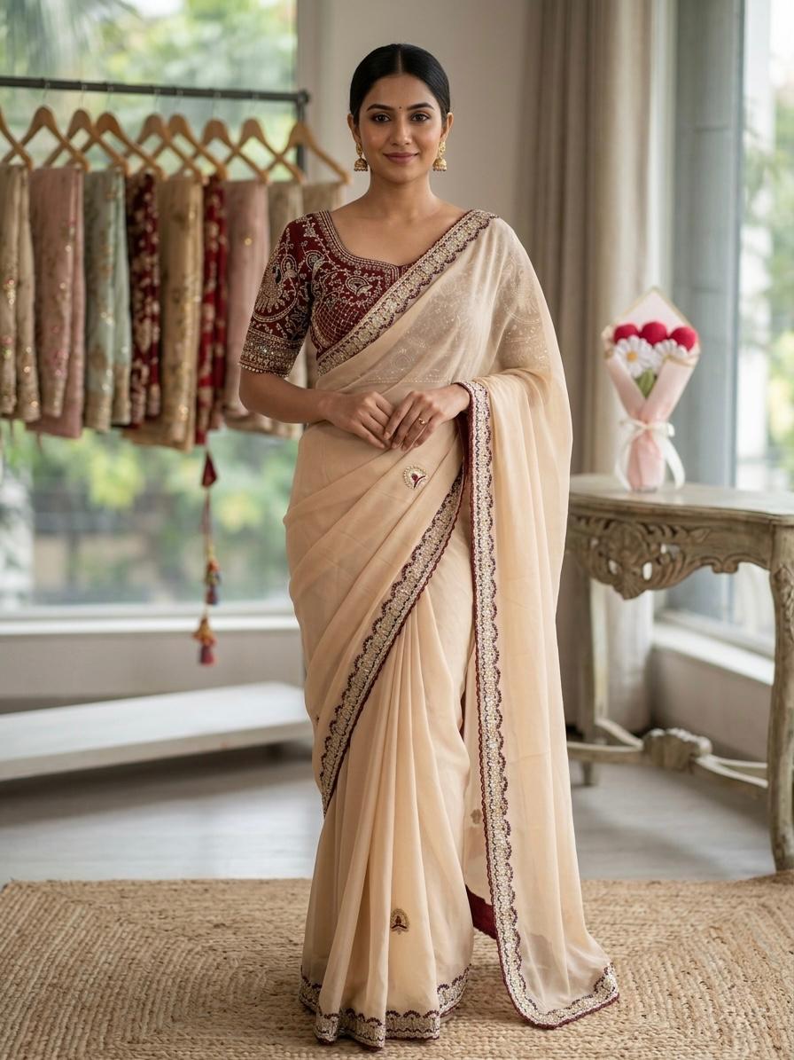 Soft Two Tone Rangoli Silk Saree