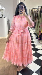 Carnation Pink Georgette Frock
