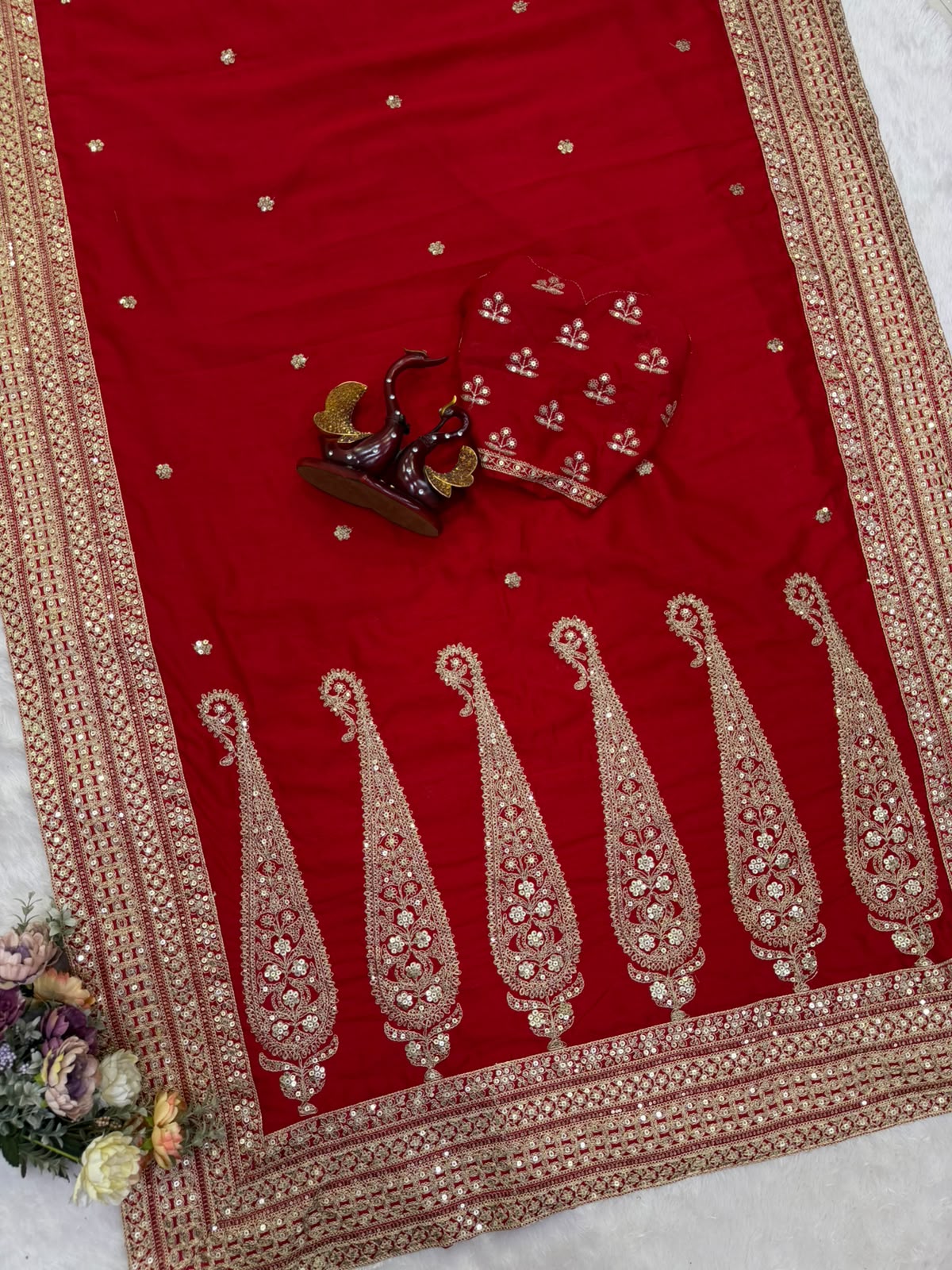 PREMIUM DESIGNER DURGA POOJA  WEDDING SAREE