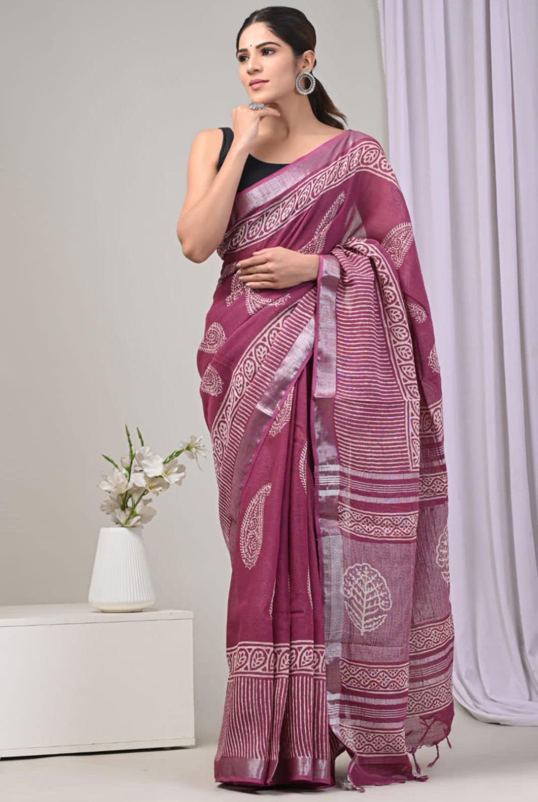 DIGITAL PRINT LINEN SAREE
