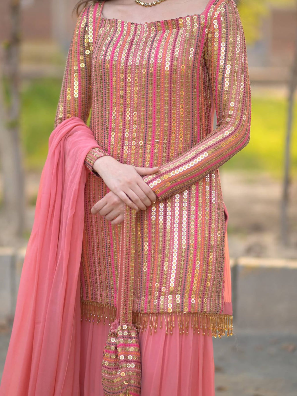 New Designer Party Top Pallazo & Dupatta Set