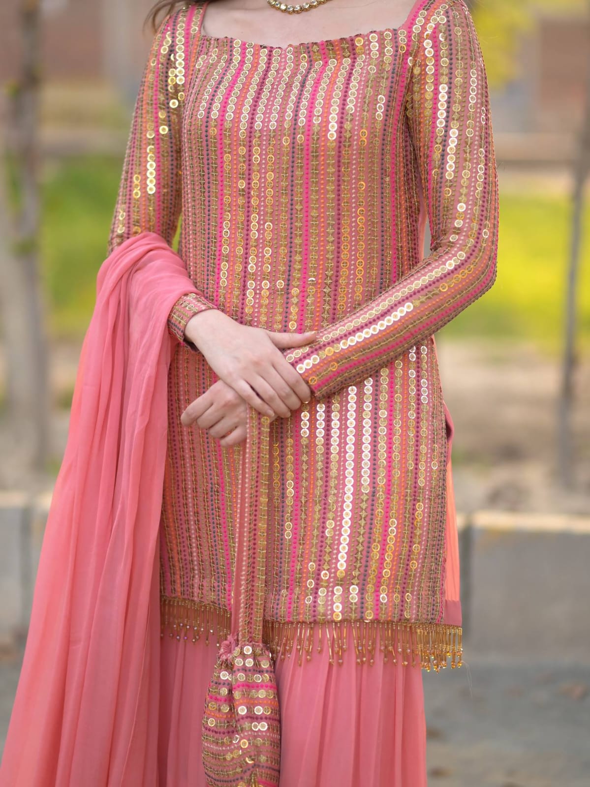 New Designer Party Top Pallazo & Dupatta Set