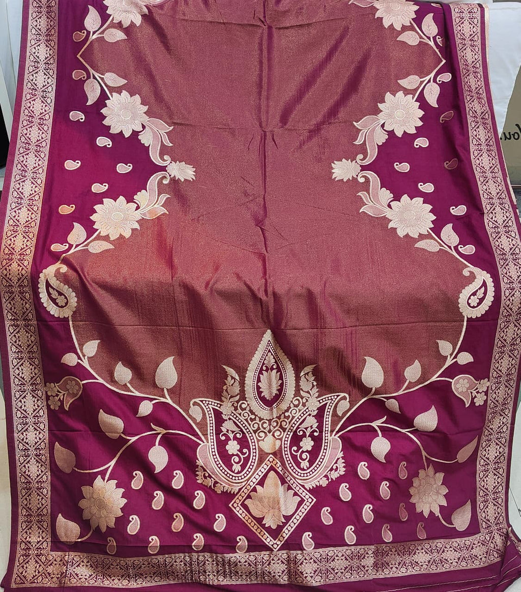 Pure Hand Dyeing Chainy Tissue Shimmer Saree