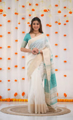 LINEN WITH GOLD BORDER SAREE