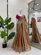 Saree on Burberry Silk Febric with Thred