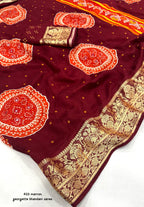 Soft Cotton Crape Saree With Bhandani Prints