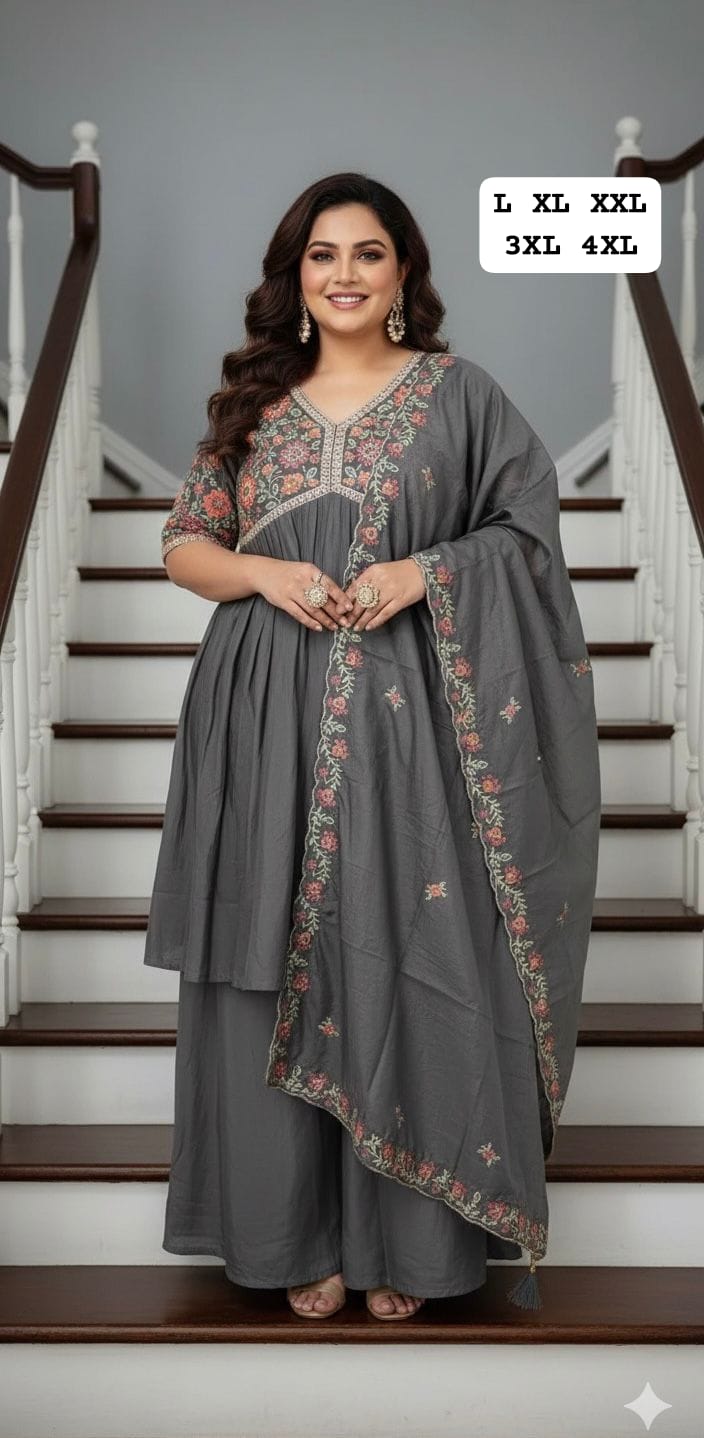 Heavy quality Maslin Silk Aliya Cut Kurti Plazzo