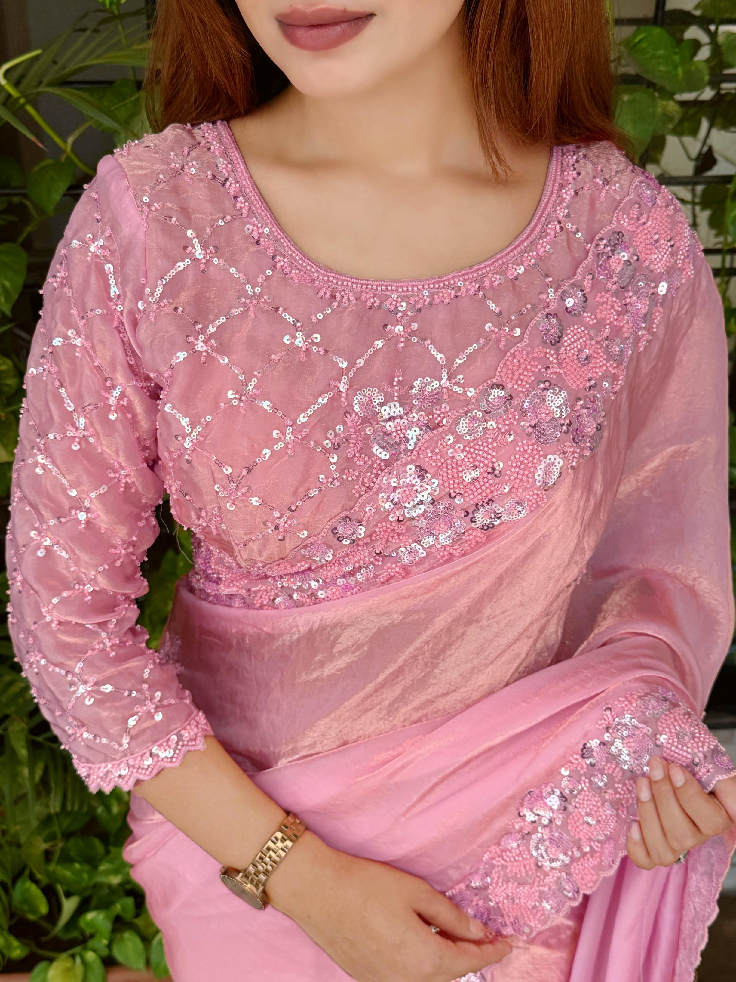 Barbie Doll Fandy Pink Saree