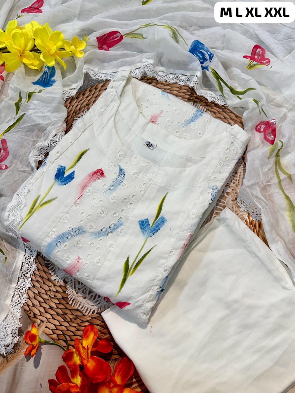 Anarkali White Kurti