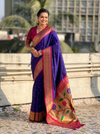 Paithani Saree With Gold Zari Small Motifs