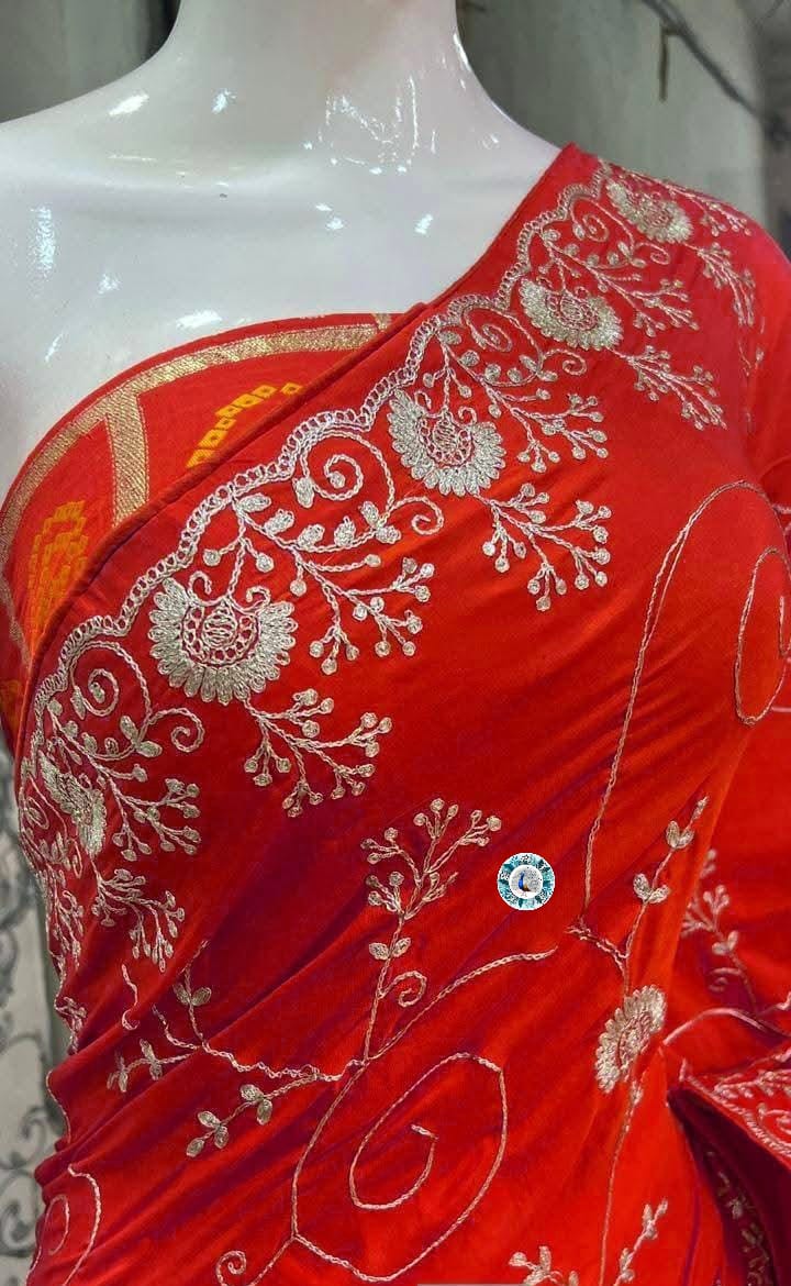 Super Soft Golden Cherod silk Fabric Sarees